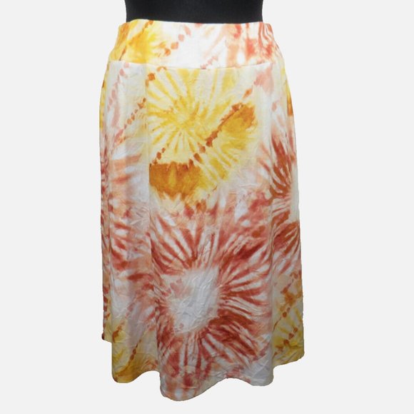 Cato Dresses & Skirts - Cato Women's Rust Orange Multi Tie Dye Skirt Plus Size 14-16